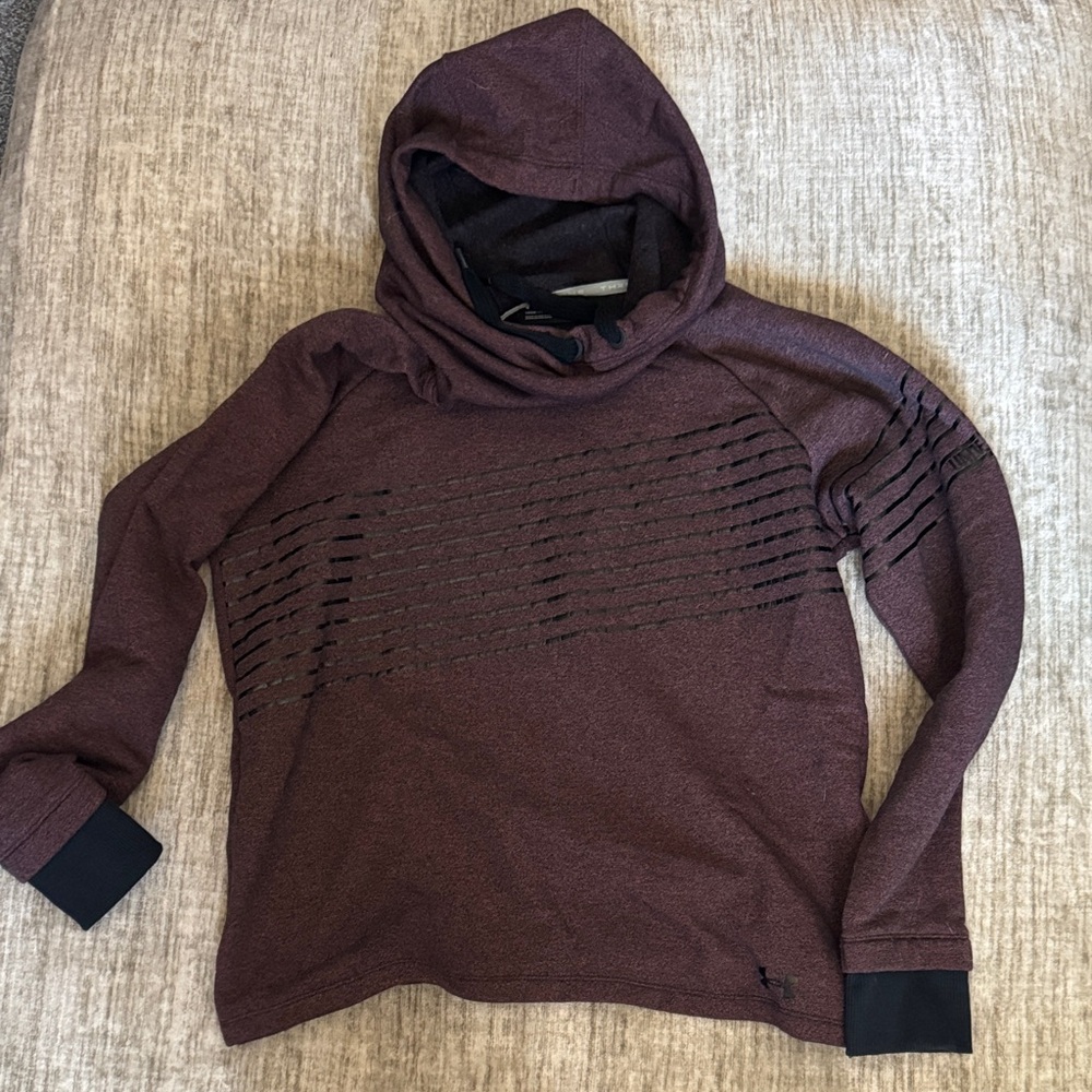 Under Armour Maroon Hooded Sweatshirt with Cutout Design